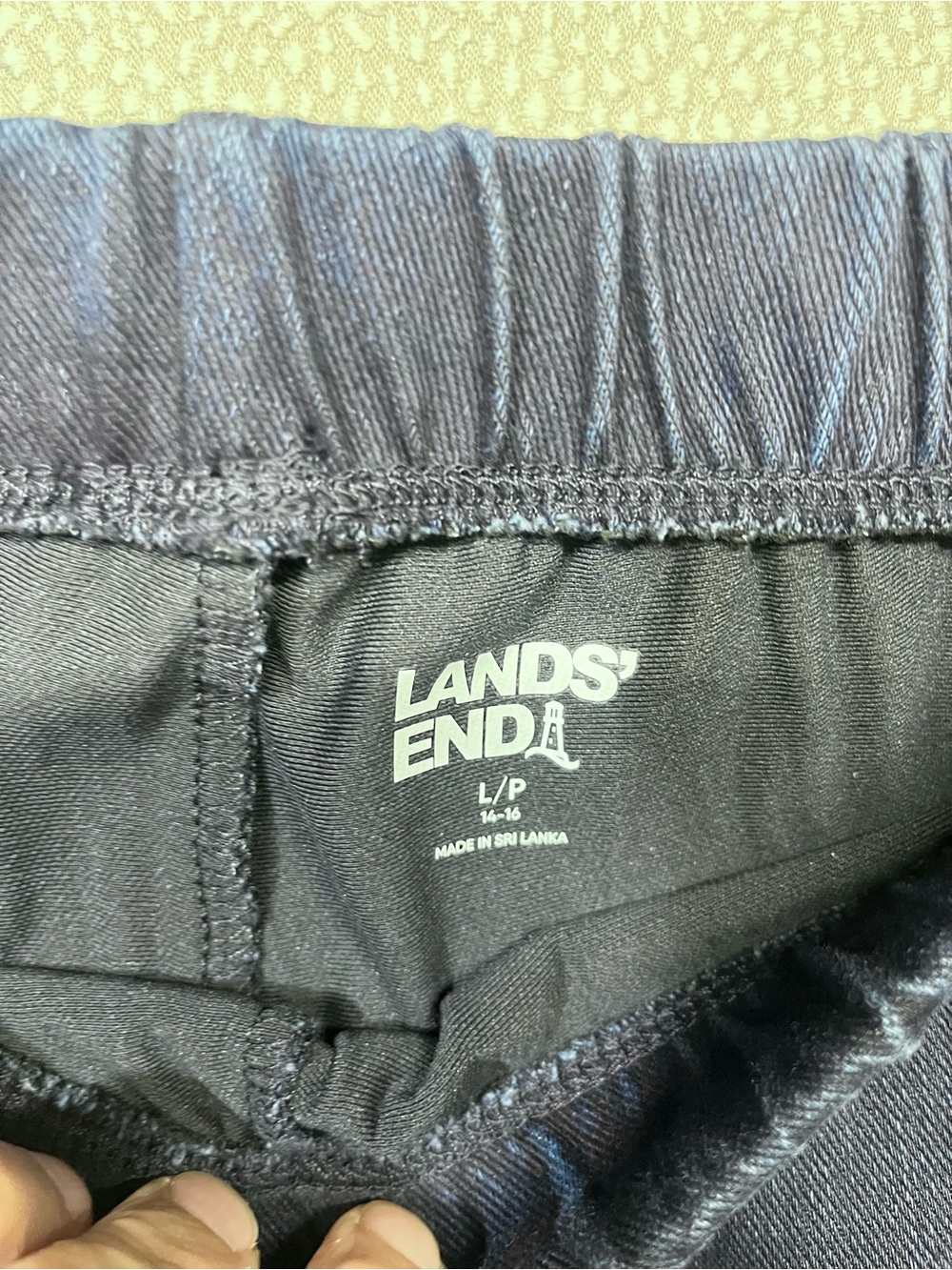 🆕 L (14-16) Lands’ End Sport Knit Straight Leg Elastic Waist Denim Pants NWT - Picture 7 of 12